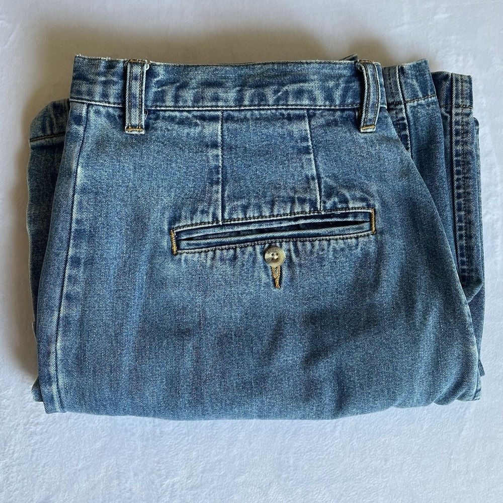 Vintage Eddie Bauer 90's Denim Jean Maxi Skirt Size 14 Tall Back Slit Modest